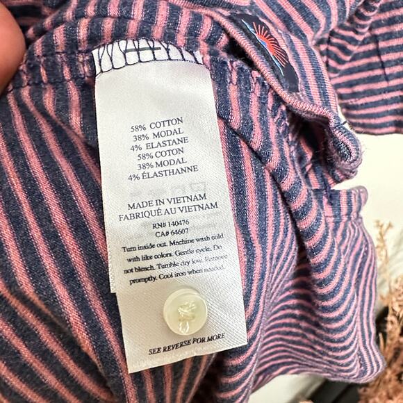 FAHERTY Movement Short Sleeve Performance Polo Stripe Pink Blue Sz L {II7} - Picture 5 of 6